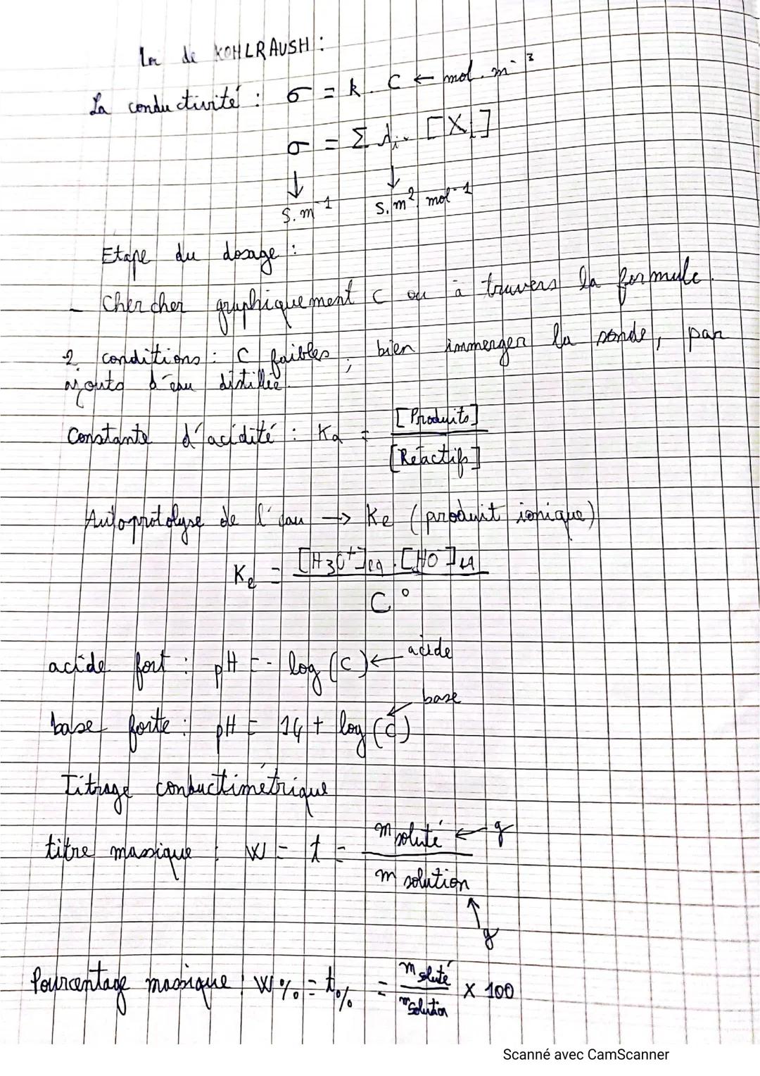 Formules chimie :
sdution mere
Facteur de dilution: $\frac{S_0}{S} = 10 \leftarrow$ facteur de
dilution k
solution fille
$\sigma$ ms cm$^{-1
