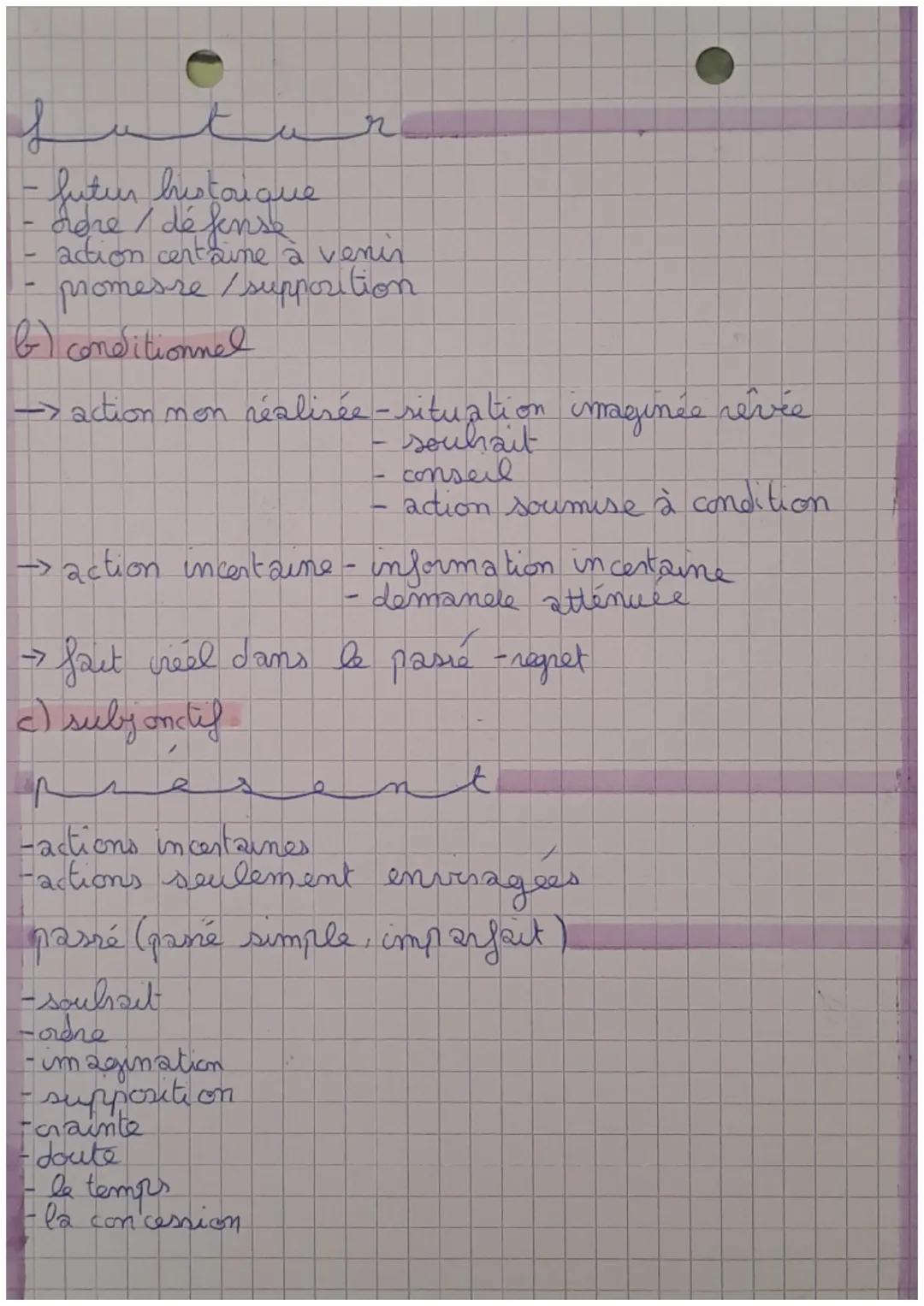 1) indicatif
présent d´'ennonciation moment ou on parle
présent de mamation > récit + vivant
présent de vérité générale → vai à tout les tem