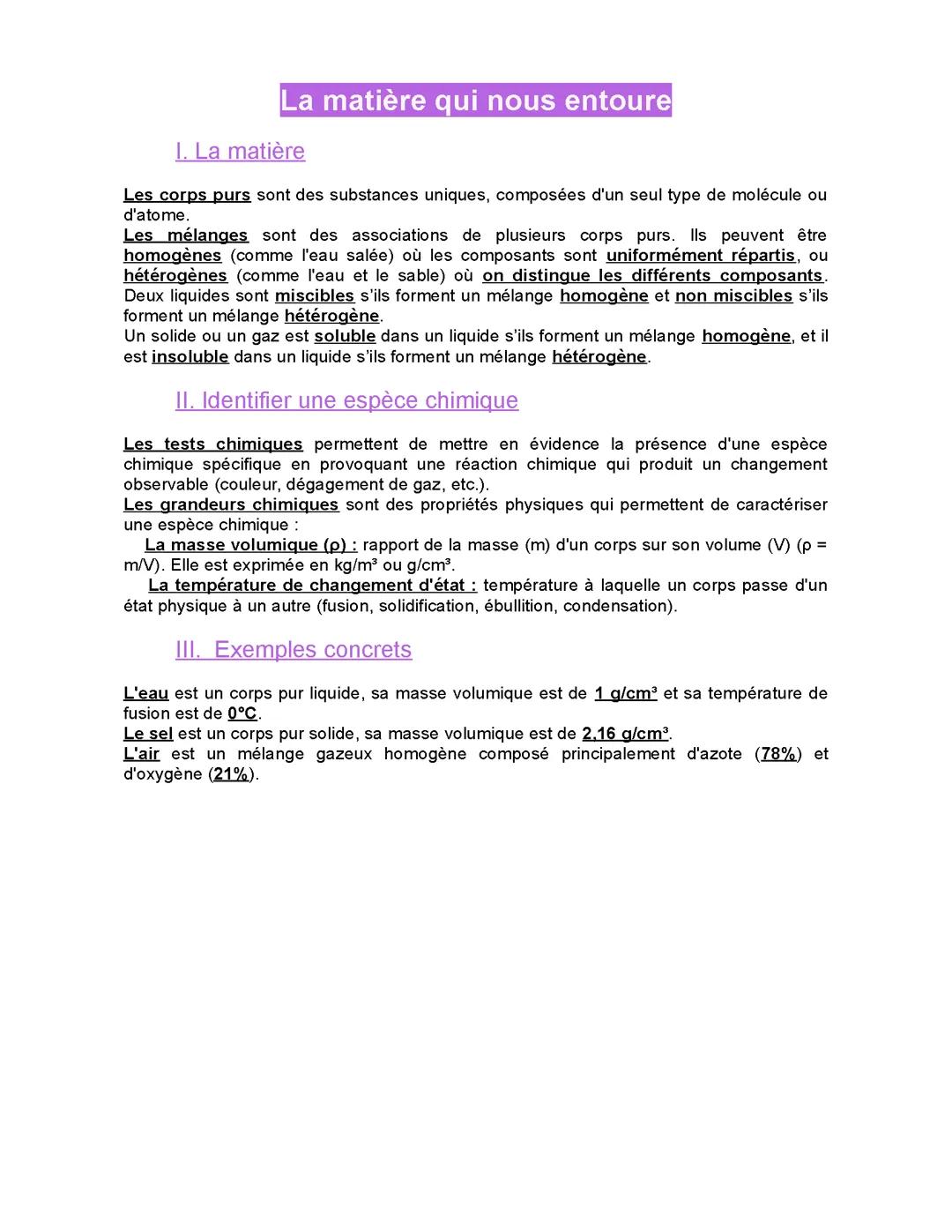 La matière qui nous entoure