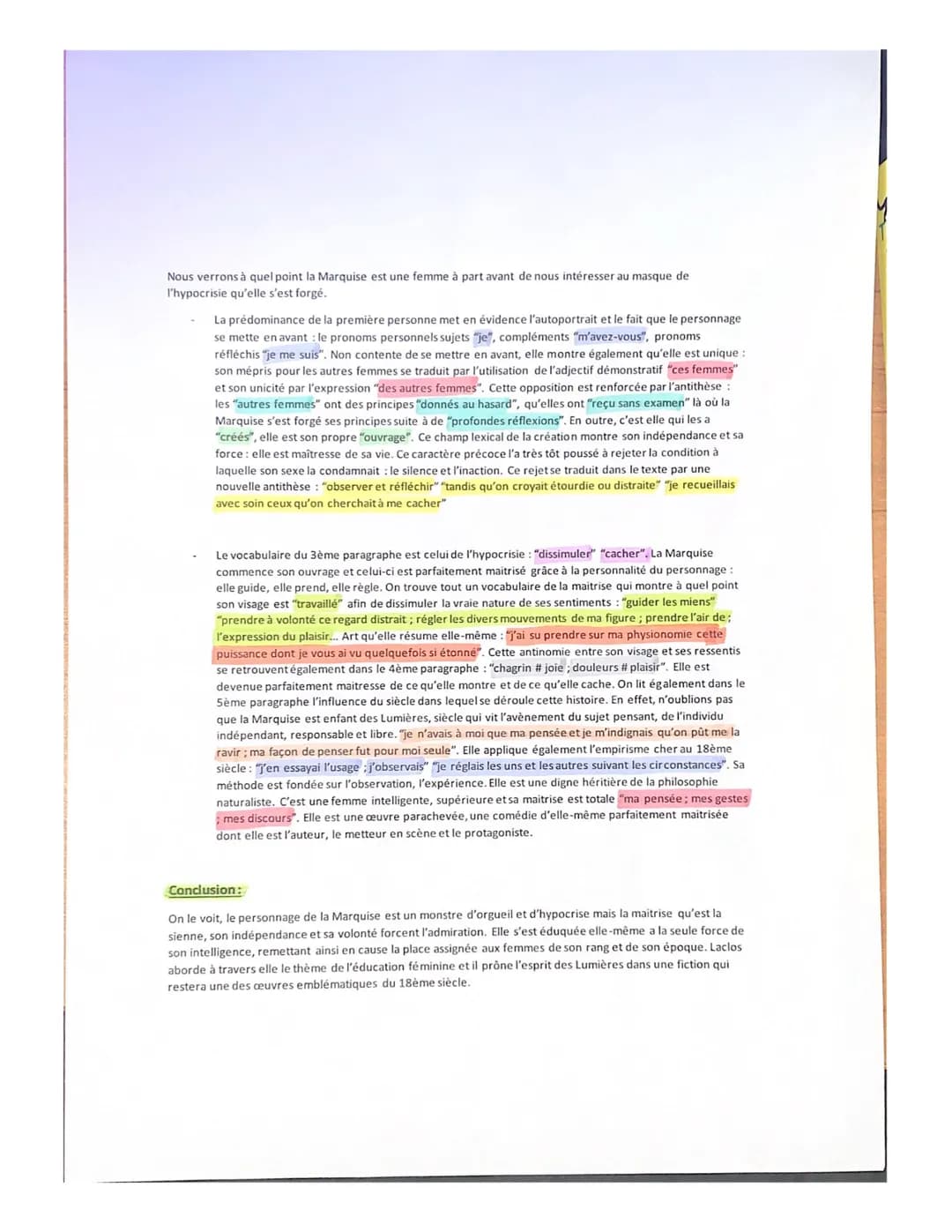 t
a
EXPLICATION LINEAIRE
Les Liaisons dangereuses, Pierre Choderlos de Laclos
LA MARQUISE DE MERTEUILAU VICOMTE DE VALMONT
[...] Mais moi, q