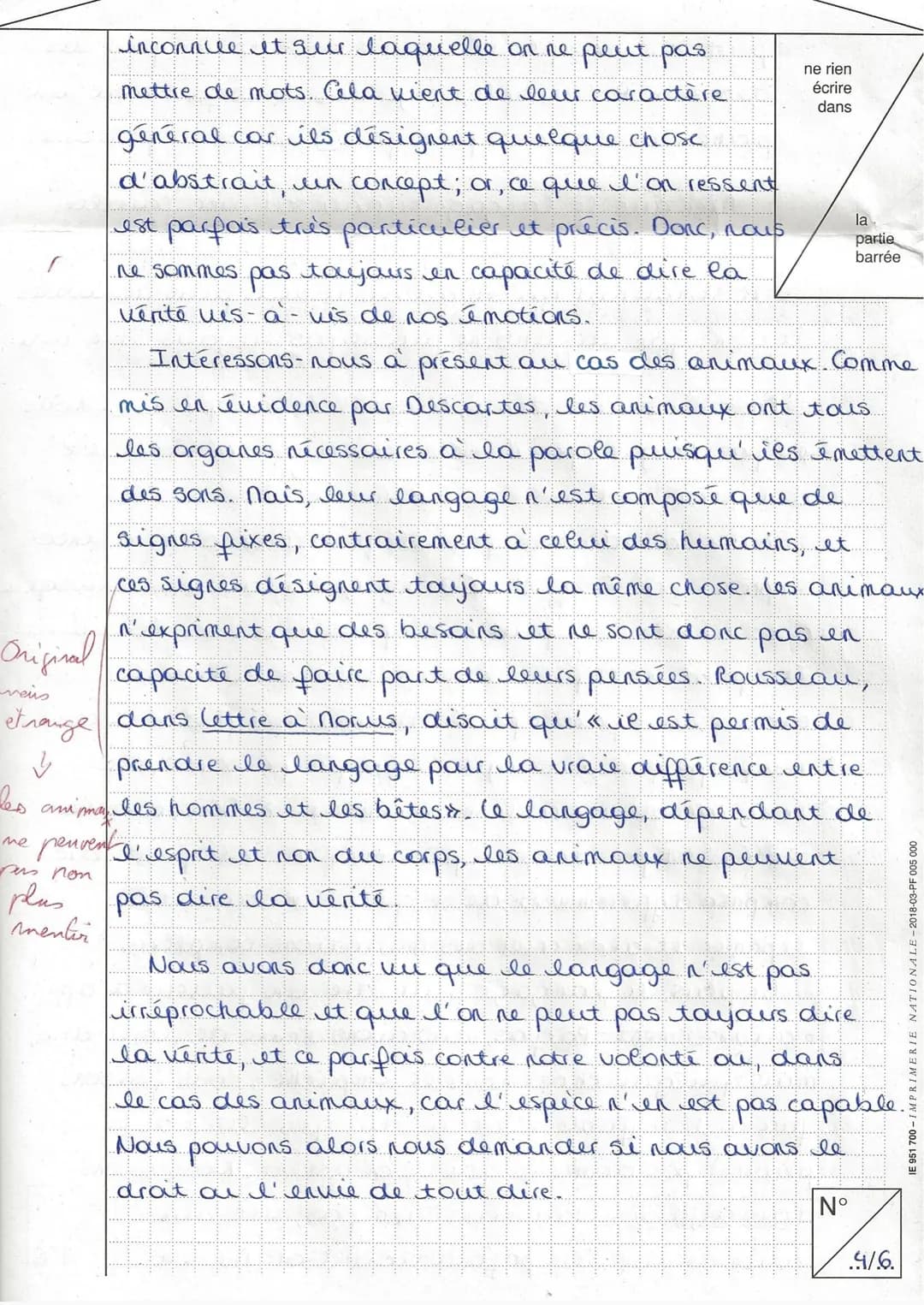 NE RIEN ÉCRIRE
Examen ou concours :
Spécialité/option : Philosophie
Repère de l'épreuve :
Épreuve/sous-épreuve :
(Préciser, s'il y a lieu, l