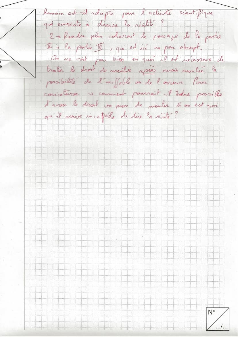 NE RIEN ÉCRIRE
Examen ou concours :
Spécialité/option : Philosophie
Repère de l'épreuve :
Épreuve/sous-épreuve :
(Préciser, s'il y a lieu, l