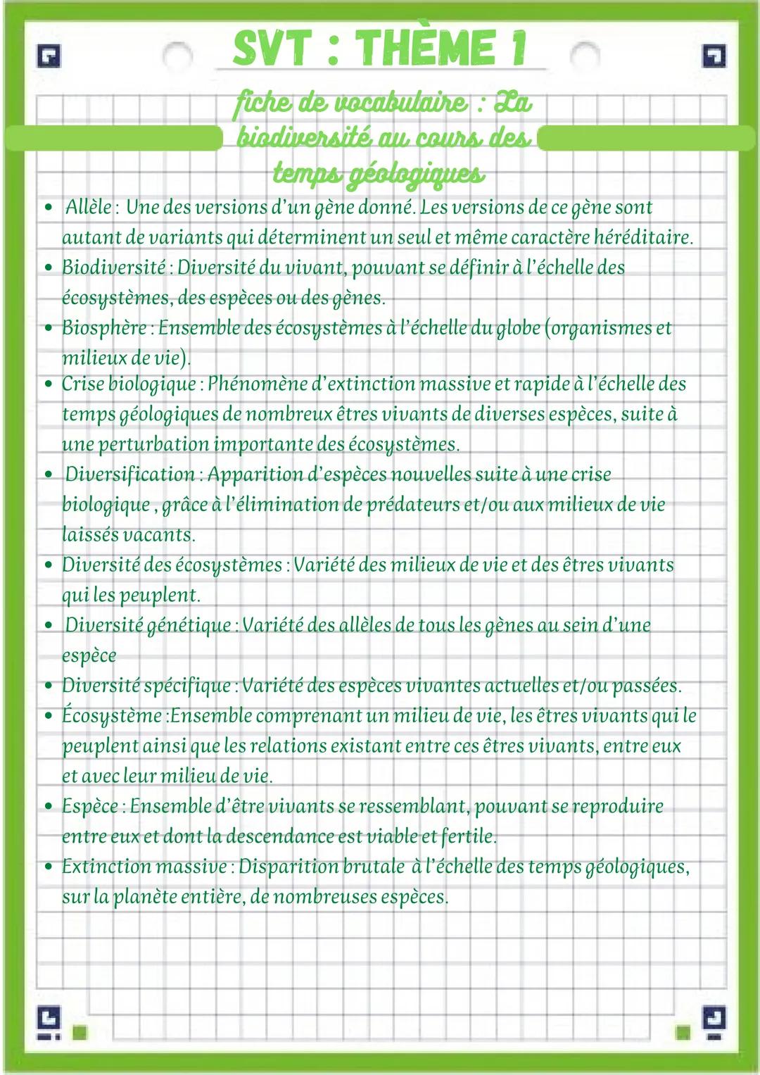 Découverte de la biodiversité et des crises biologiques dans les temps géologiques