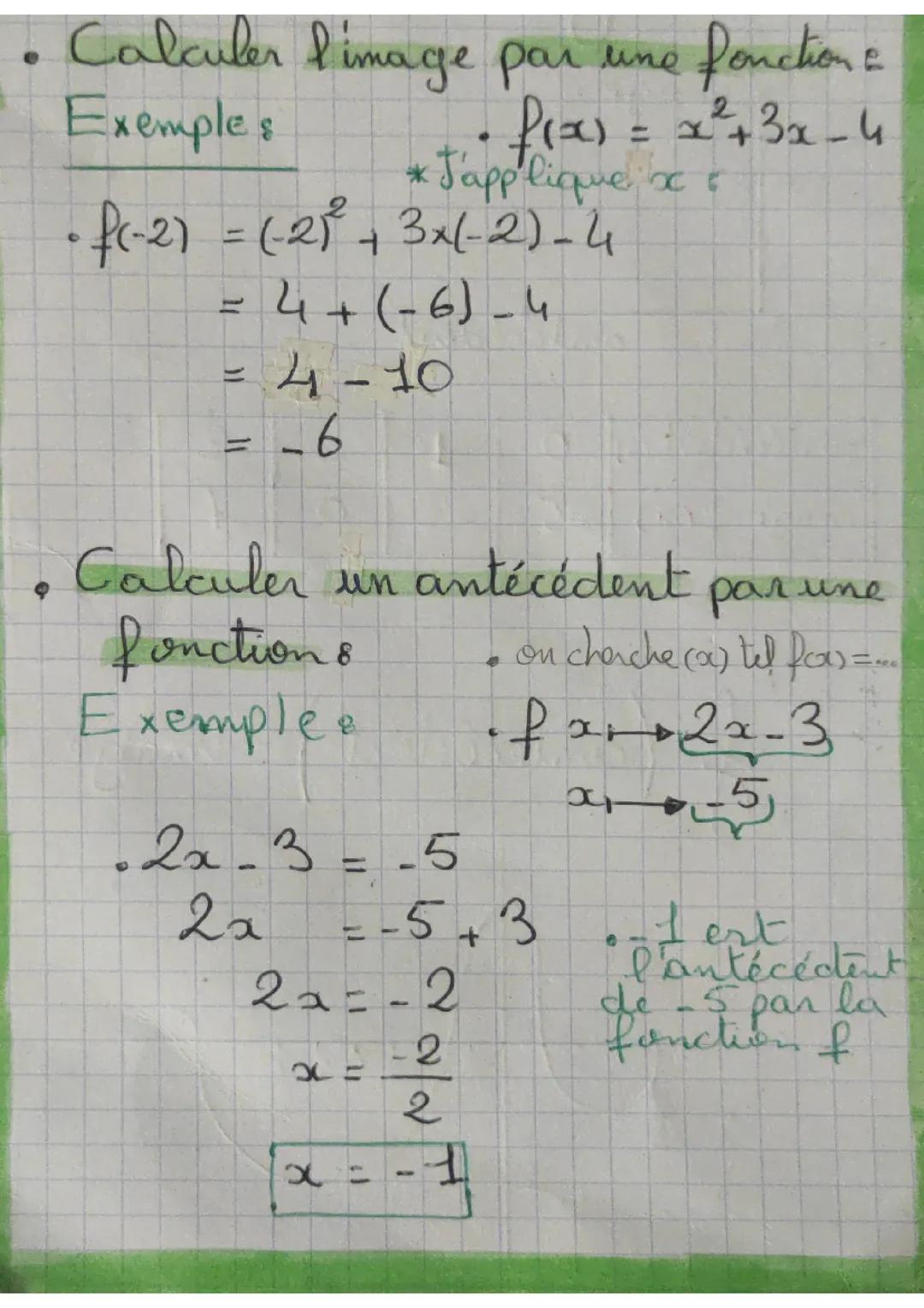Maths| Les fonctions|le calcul d'un image/un antécédent par une fonction 