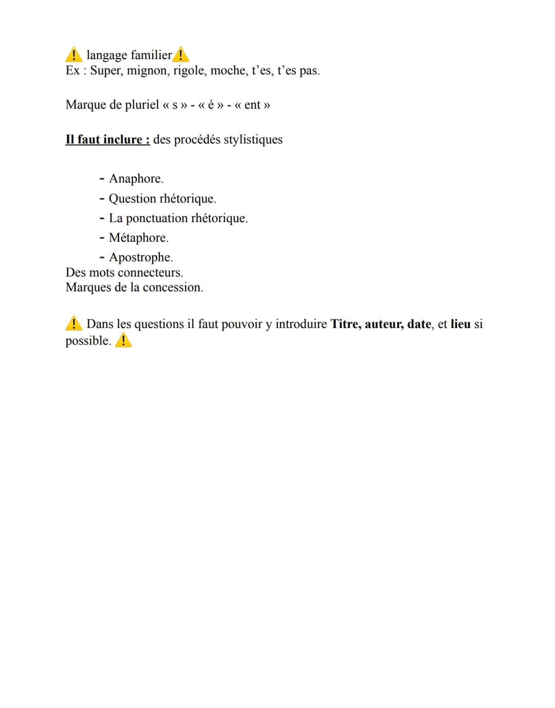 à Dictionnaire autorisé.
II. Rédaction (11 pts):
I. Compréhension (9 pts):
Analyse + compréhension du cours
On ne commente pas un texte sans