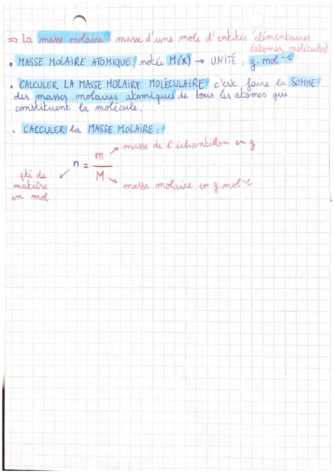 Chap. 6
# Quantité de
## makière
1) Calculer la masse d'entités chimiques
-Pour un ATOME M
$Atome$ = $mion$ = $A x m_{nuclion}$
une MOLECULE