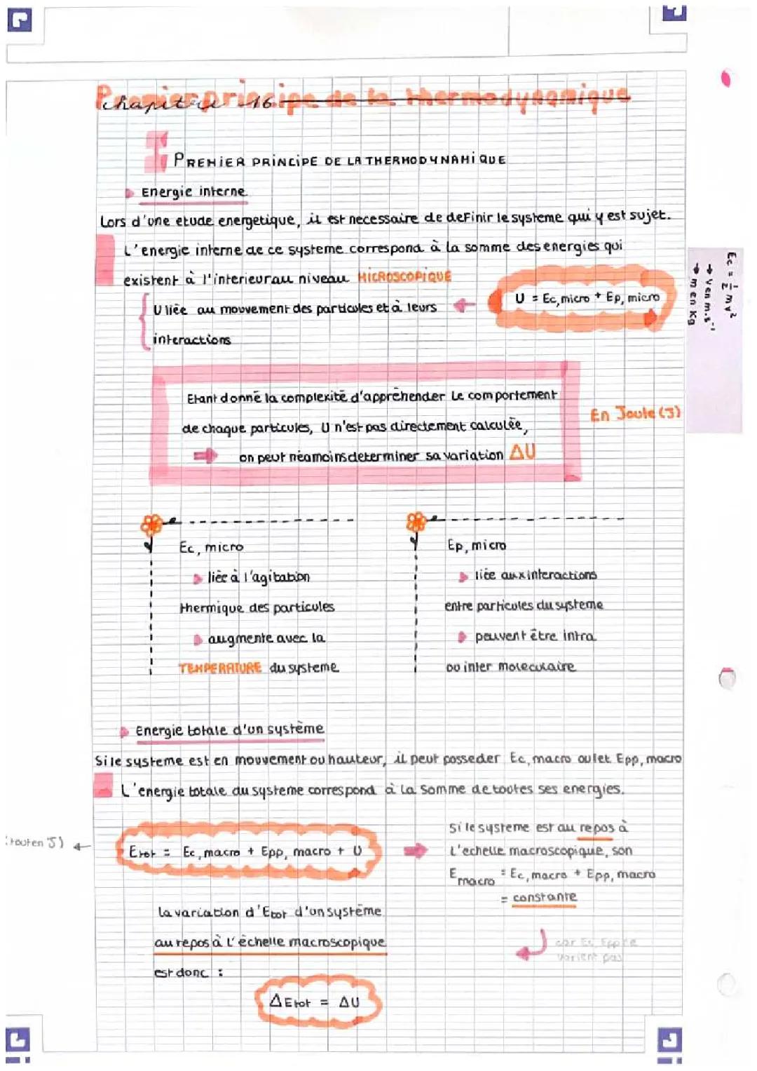 Premier Principe de la Thermodynamique: Formule, Résumé et Exercices Corrigés