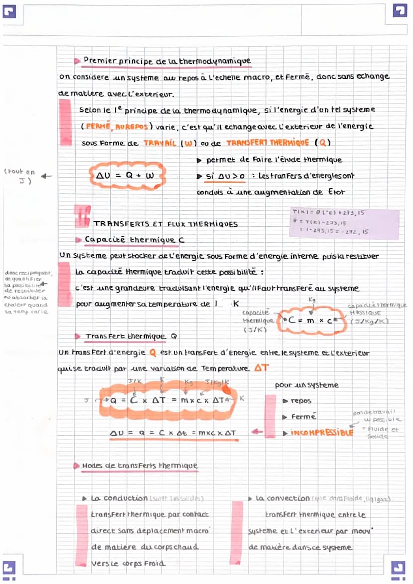 (Houten J) 4
Di
Pchapita insip — k termodynamique
PREMIER PRINCIPE DE LA THERMODYNAMIQUE
Energie interne
Lors d'une etude energetique, il es