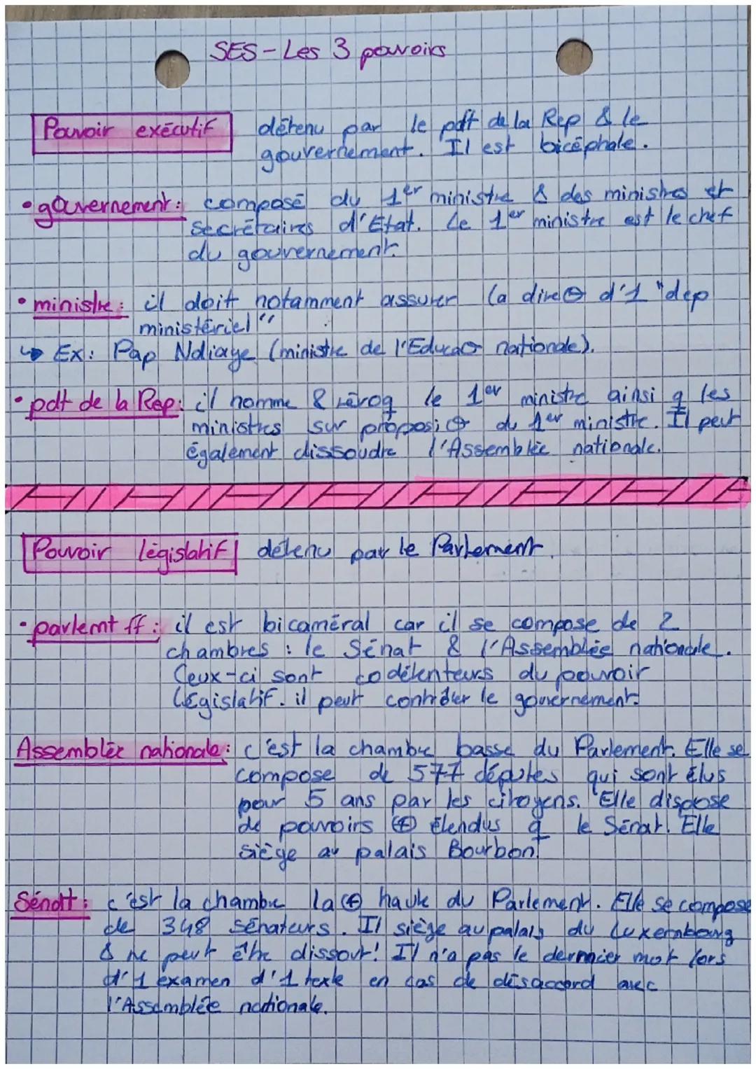 SES-Les 3 pavοίας

Pouvoir exécutif detenu par le poft de la Rep & le
gouvernement. Il est bicephale.

•gouvernement: composé du 1er ministr