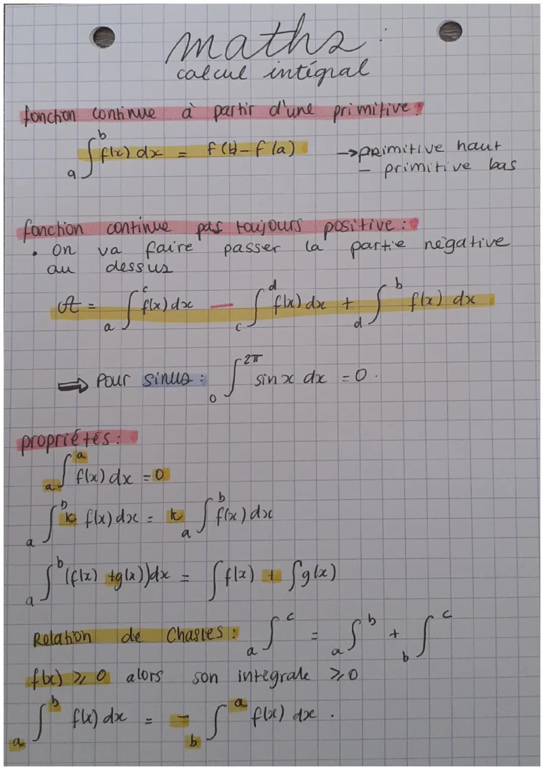 fonction continue.
b
ffler dx
9
fonction continue pas toujours positive:
On
faire
passer
au
a
a
A =
a
va
propriétés:
ffl
dessus
a
maths
calc