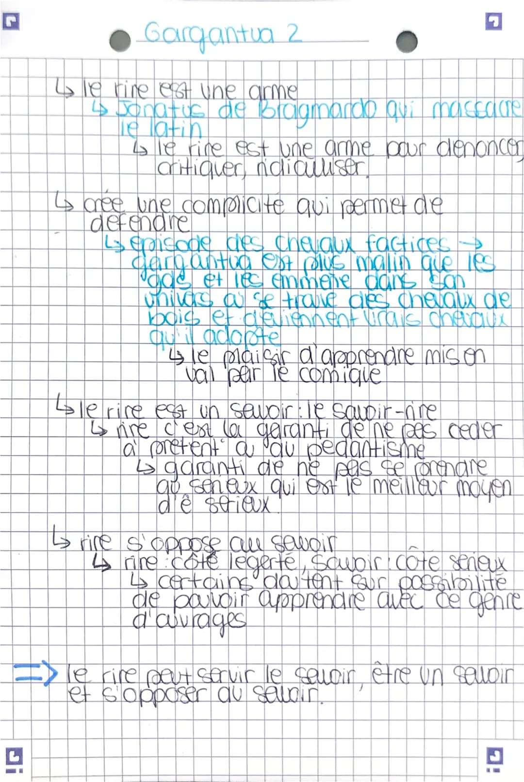 gargantua
parcours rire et sewair
bure
45 rire: manifestat d' 1 sentiment de gaité
Dans ceuvre concernes → recars au comique
↳ comique léger
