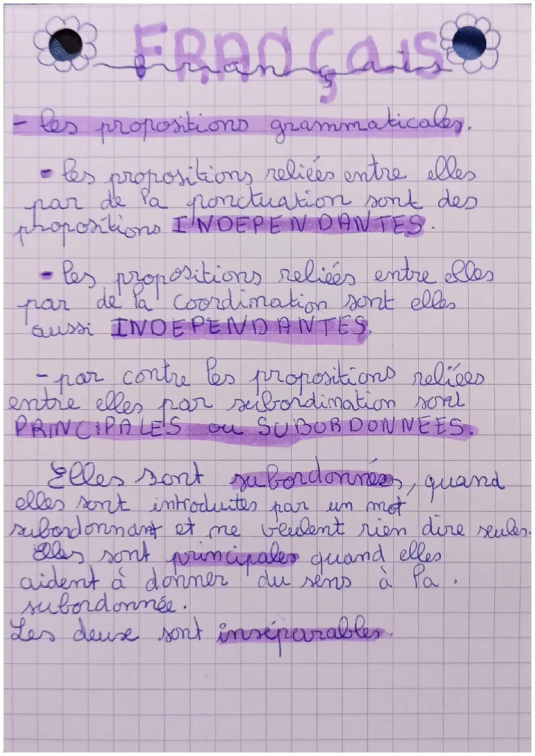 FRADçaise

- les propositions grammaticales.

• les propositions reliées entre elles
par de la ponctuation sont des
propositions I NOEPEN DA