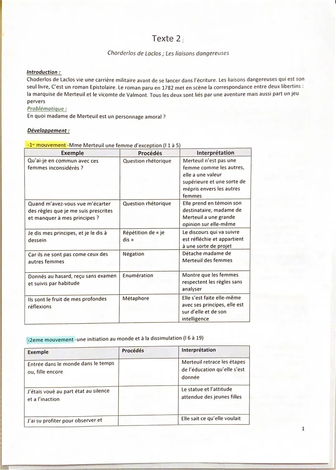 Introduction :
Choderlos de Laclos vie une carrière militaire avant de se lancer dans l'écriture. Les liaisons dangereuses qui est son
seul 