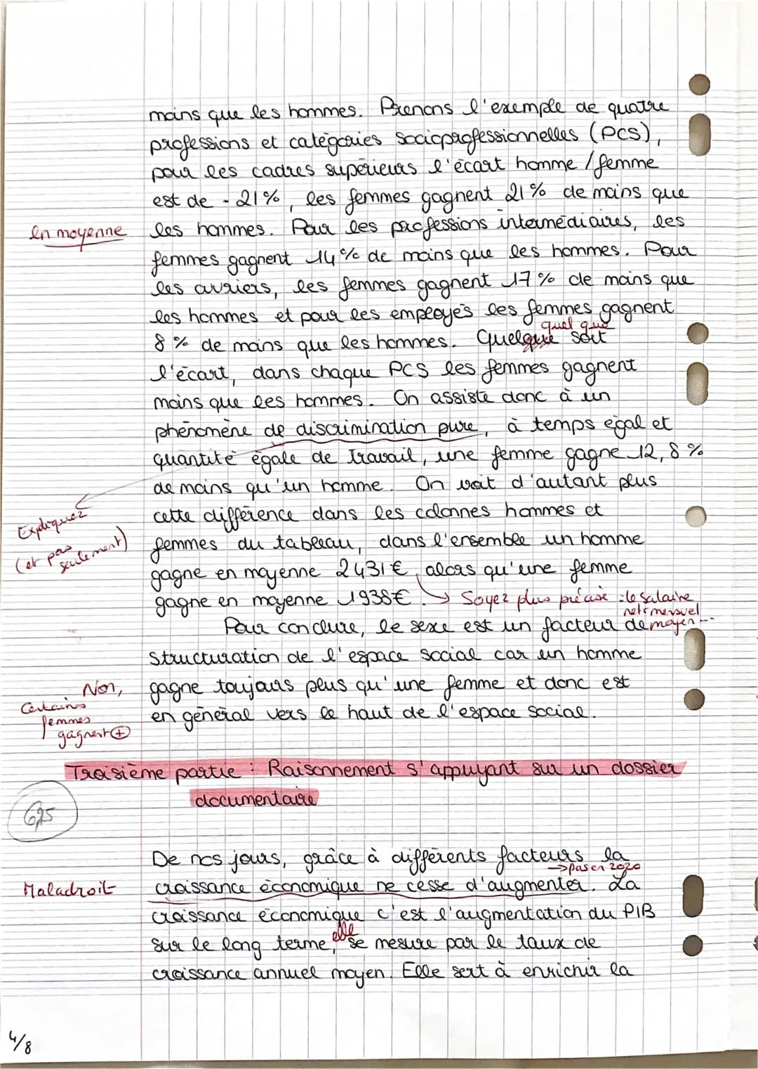 12/8
41,25
Deuxieme partie : etude d'un document
1. On peut vor dans le document qu'il
a de
y a
nettes differences de salaies nets mensuels 