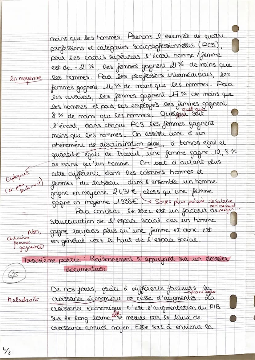 12/8
41,25
Deuxieme partie : etude d'un document
1. On peut vor dans le document qu'il
a de
y a
nettes differences de salaies nets mensuels 