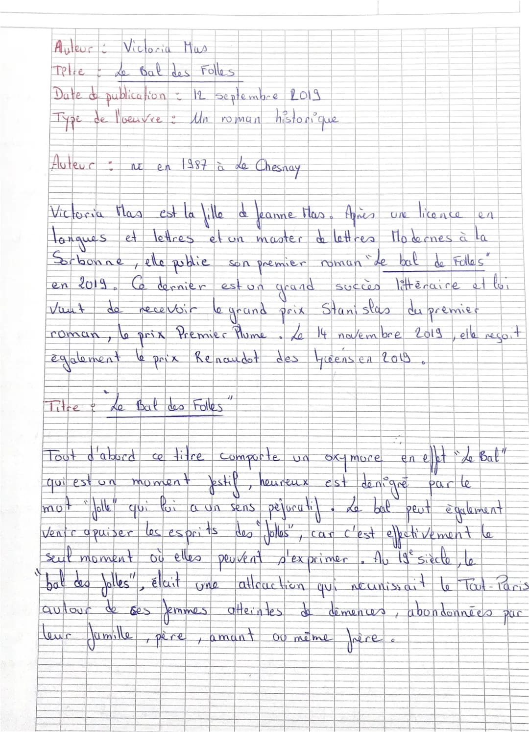 
<h2 id="datedepublication">Date de publication</h2>
<p>Le "Bal des Folles" est le premier roman de Victoria Mas, publié le 12 septembre 201
