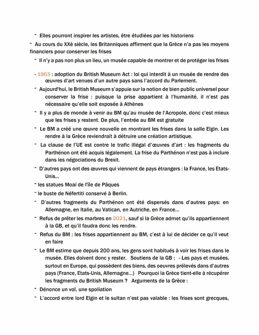 2- Conflits de patrimoine. Les frises du Parthénon depuis le XIXe siècle.
-> Le patrimoine peut générer des conflits. C'est le cas autour de