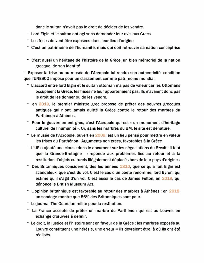 2- Conflits de patrimoine. Les frises du Parthénon depuis le XIXe siècle.
-> Le patrimoine peut générer des conflits. C'est le cas autour de