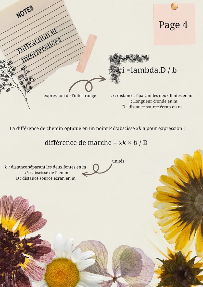 NOTES
Diffraction et
interférences
Téta = lambda / a
Écart angulaire
• La diffraction est une modification de la direction de la propagation