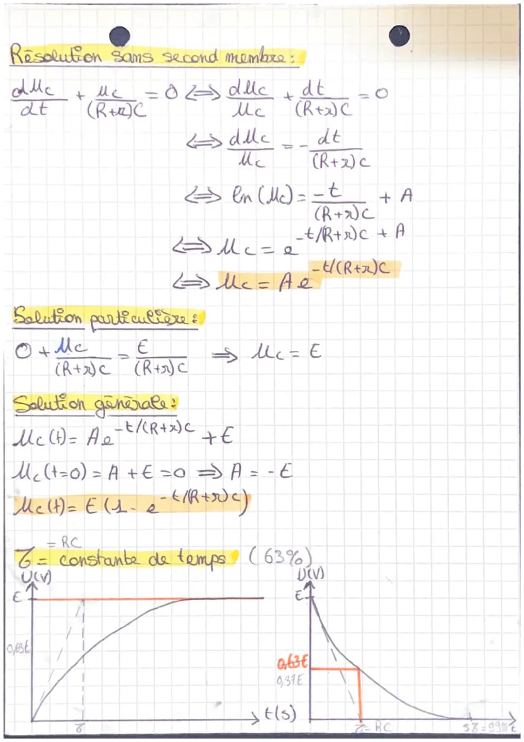 ●Physique-Chimie : Dynamique d'un Eren't Re
DEFINITIONS
capacité :
C= Mc & Q = Cx Mc
Q
intensite: i=
dQ
→
стама
dt
dt
Le Q IS D'ELECTRICITI
