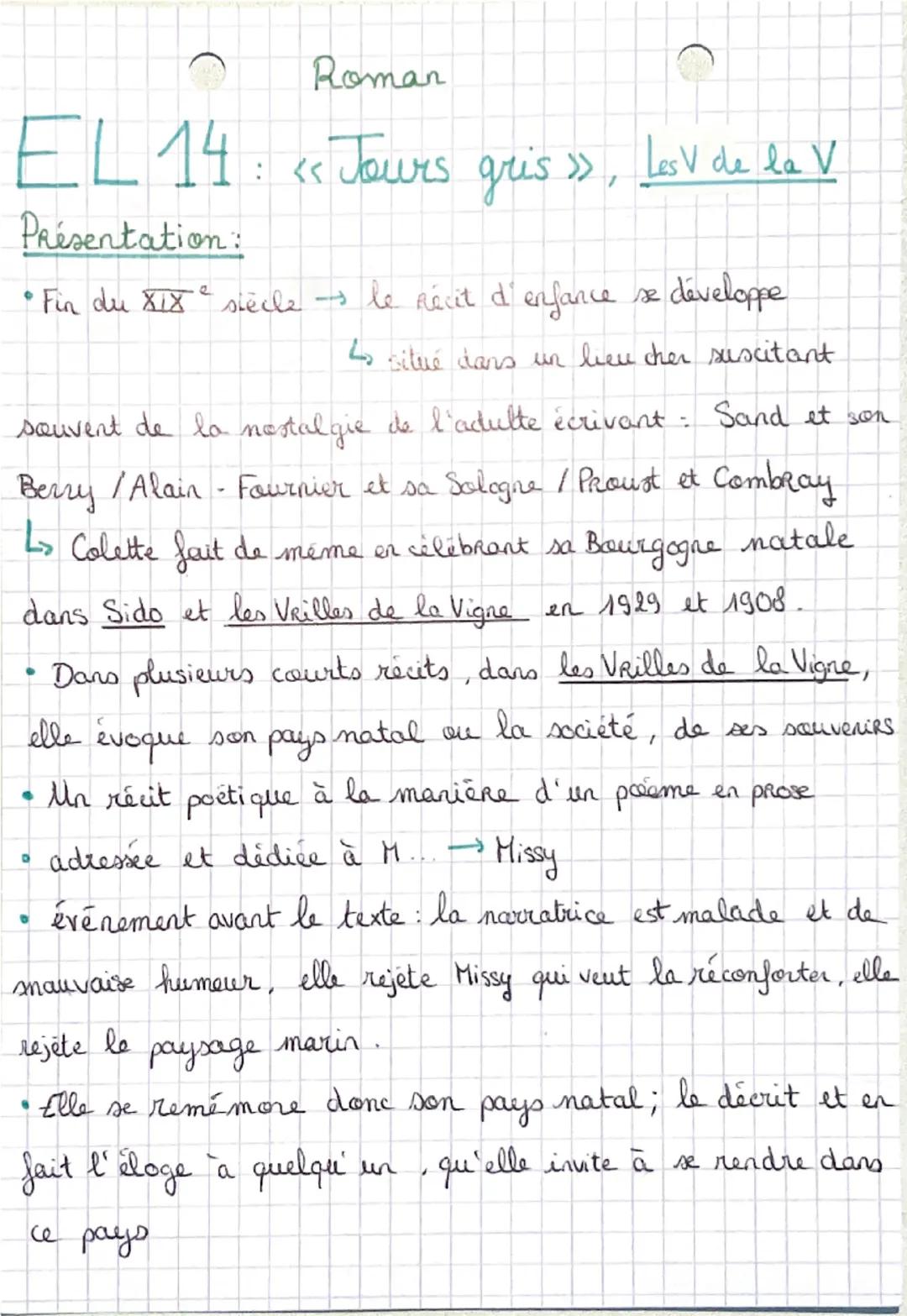 Roman

EL 14: <<Jours gris », Les V de la V

Présentation:

• Fin du XIXe siècles le récit d'enfance se développe

Lo situé dans un lieu che