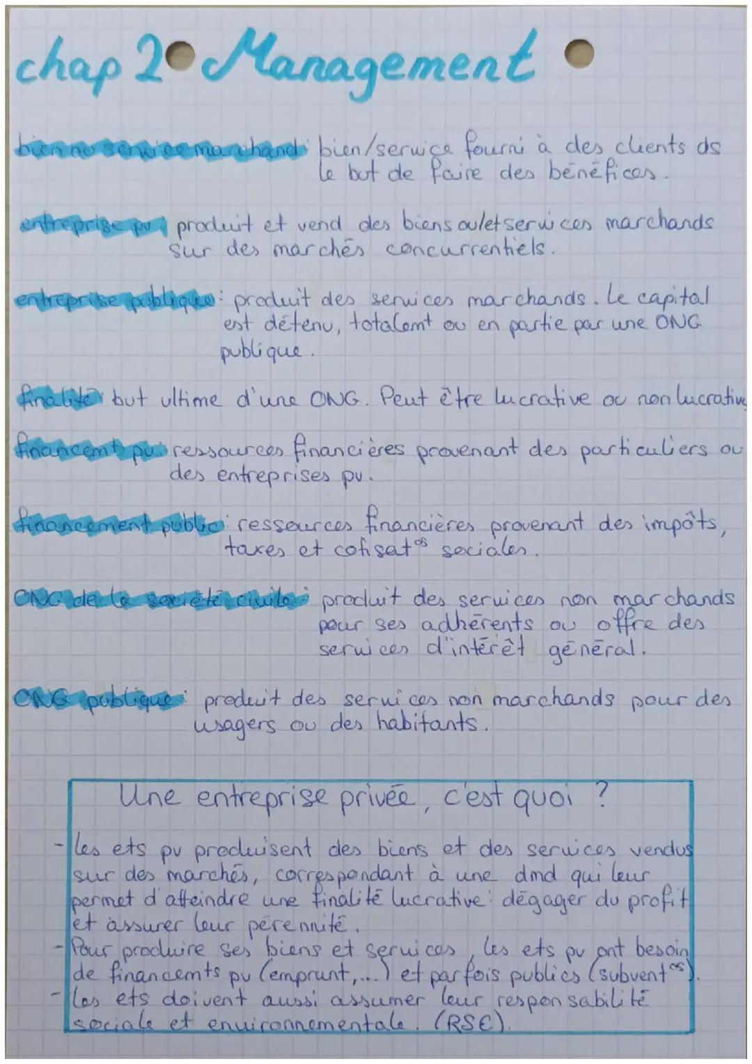 Management : Chapitre 2 : Appréhender la diversité des organisations.