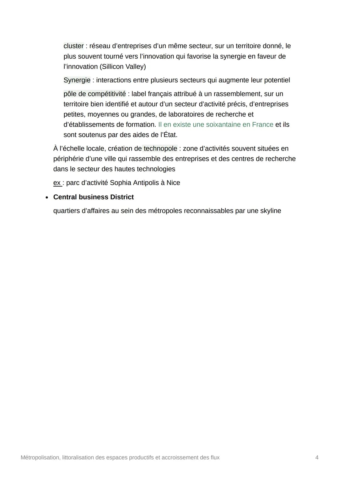 Métropolisation, littoralisation
des espaces productifs et
accroissement des flux
littoralisation processus de concentration des populations