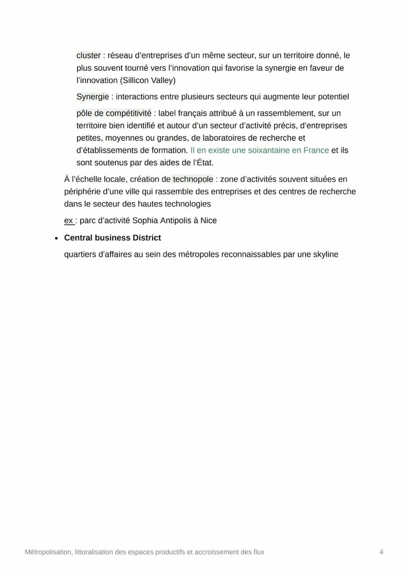 Métropolisation, littoralisation
des espaces productifs et
accroissement des flux
littoralisation processus de concentration des populations