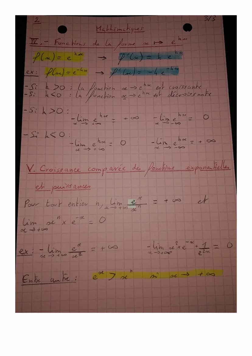 2
Mathématiques
I- Fonction Exponentielle de base e
Parmi toutes les fonctions.
xe to axe, il en existe une
seule don't la tangente à la cou