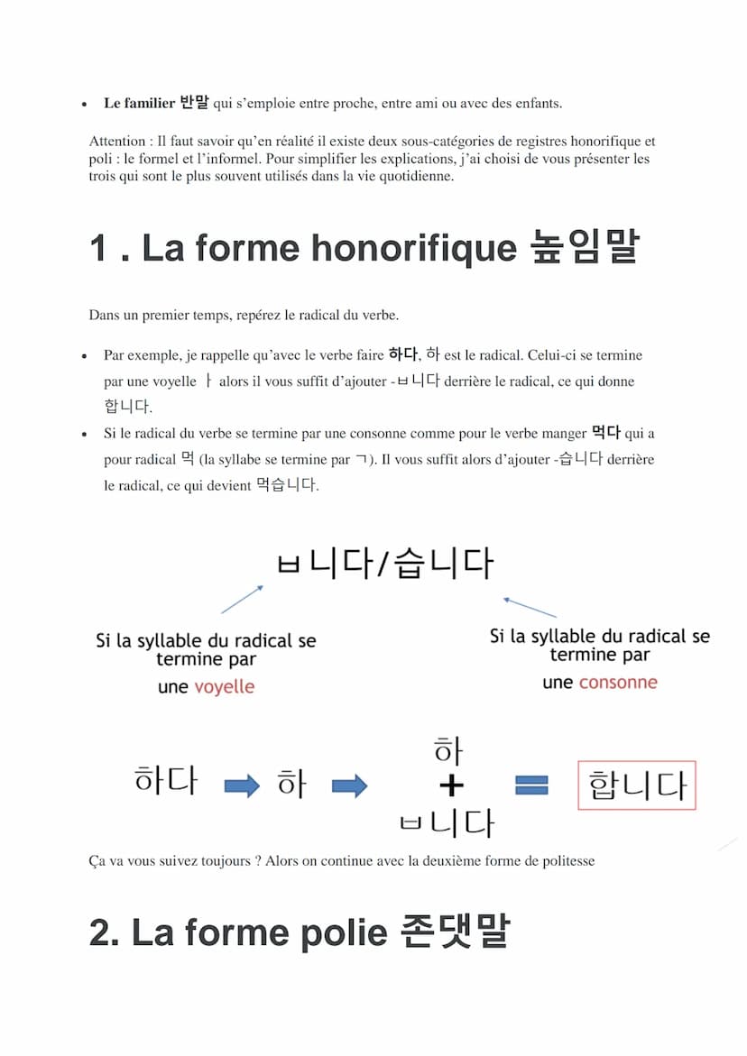 REGULIER :
Tout d'abord, en coréen, les verbes à l'infinitif sont faciles à reconnaître car ils se terminent
toujours par –다. Par exemple : 