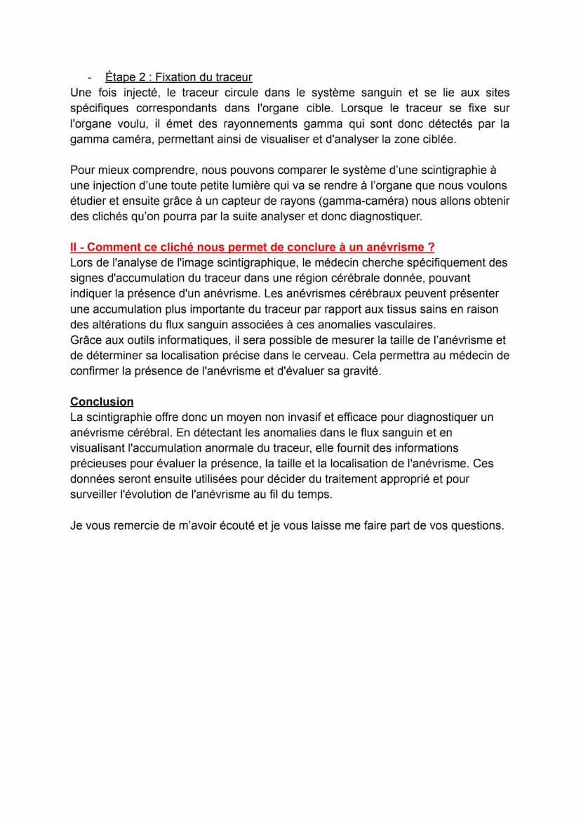 Comment la scintigraphie permet-elle de diagnostiquer un anévrisme cérébral ?
Intro
Dans le domaine médical, les techniques d'imagerie sont 