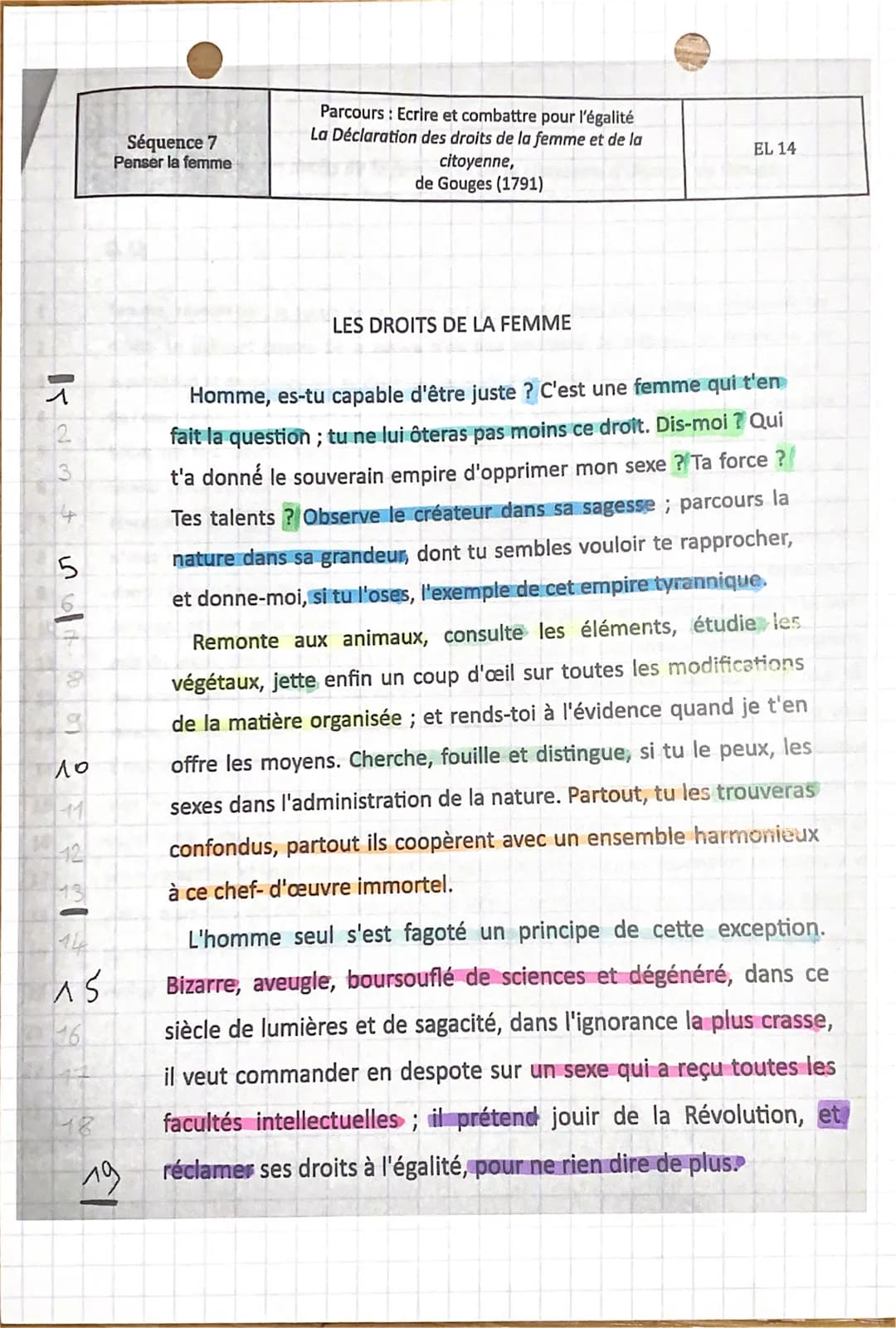 Étude linéaire 14:
Parcours Ecrire et combattre pour des idées.
Introduction
Olympe de Gouge est une femme politique considère comme une des