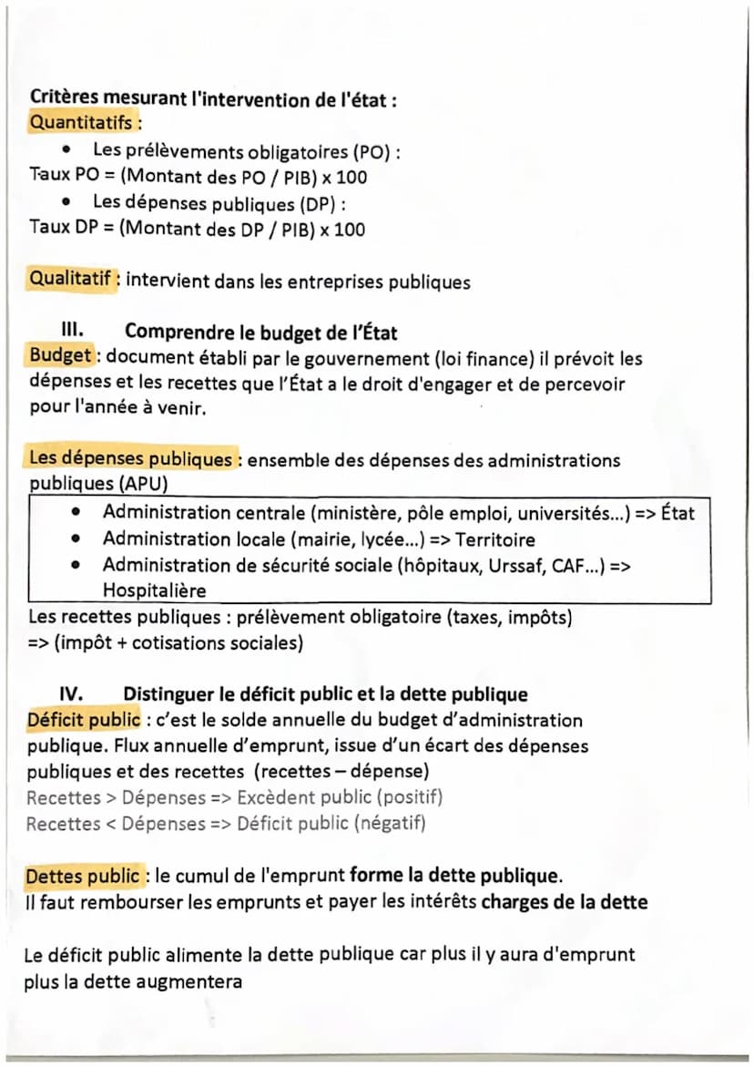 Chapitre 1 : L'intervention de l'État
I.
Distinguer la notion d'état gendarme et d'état providence
État-gendarme : désigne le rôle minimal d