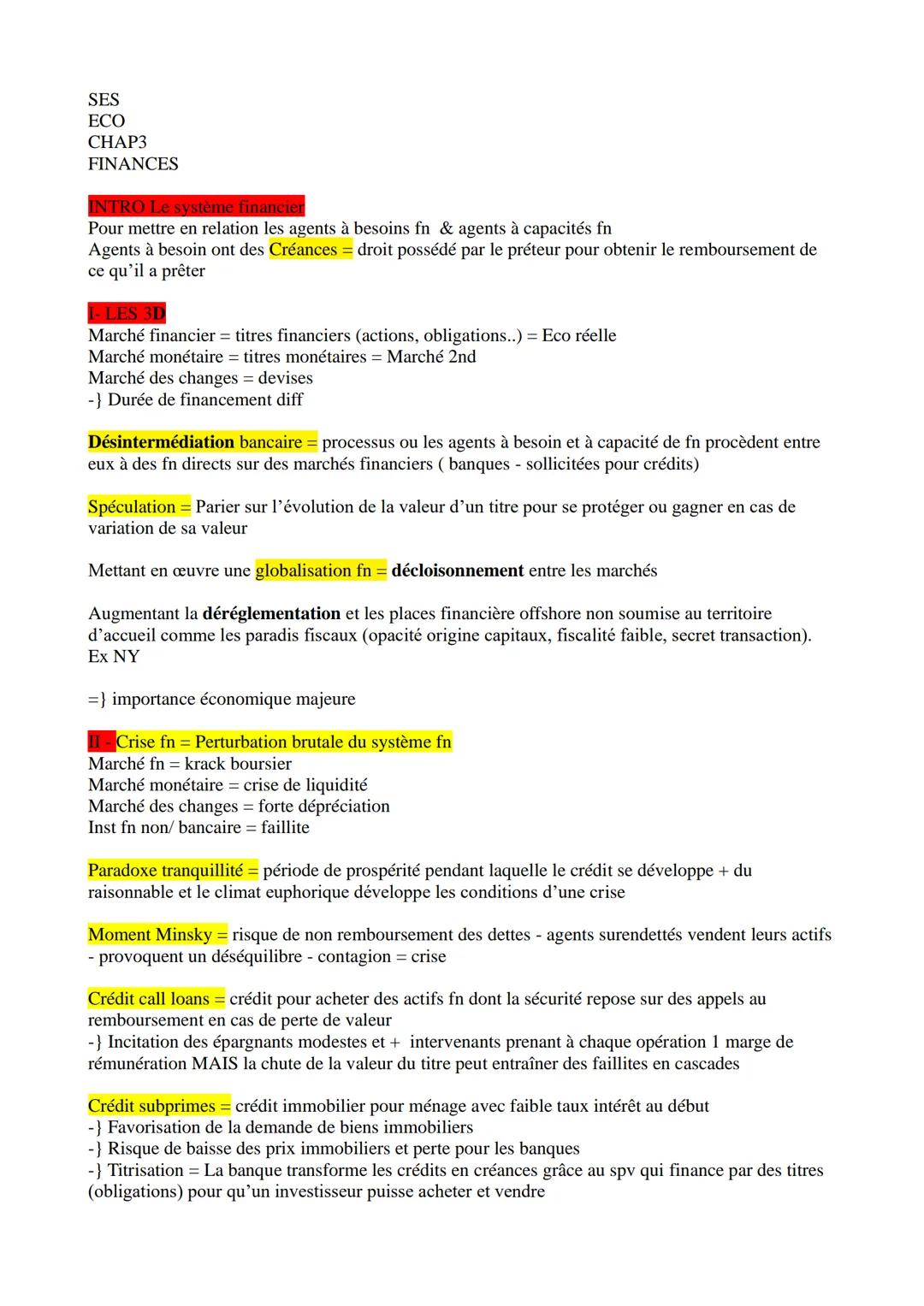 SES
ECO
CHAP3
FINANCES
INTRO Le système financier
Pour mettre en relation les agents à besoins fn & agents à capacités fn
Agents à besoin on