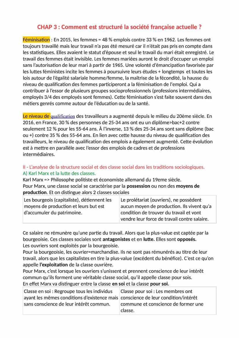 CHAP 3: Comment est structuré la société française actuelle ?
Les inégalités sont fortes et continue d'augmenter du fait de la hausse des re