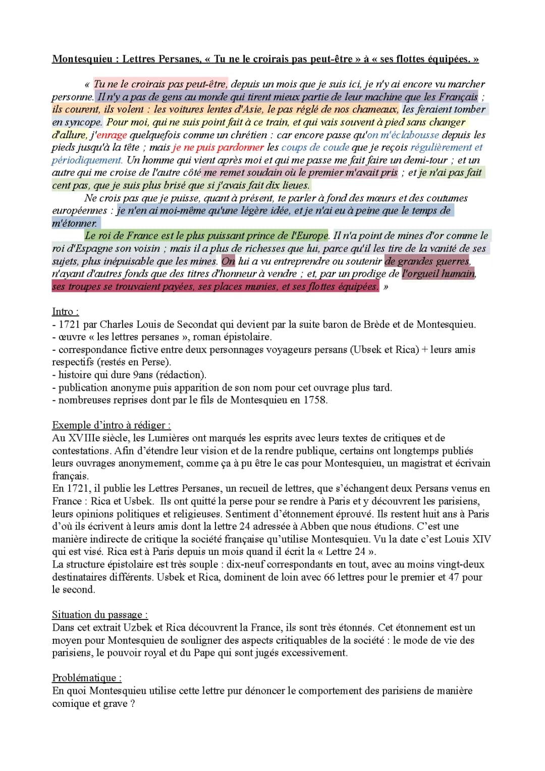Résumé et Analyse des Lettres Persanes pour les Enfants - PDF Inclus