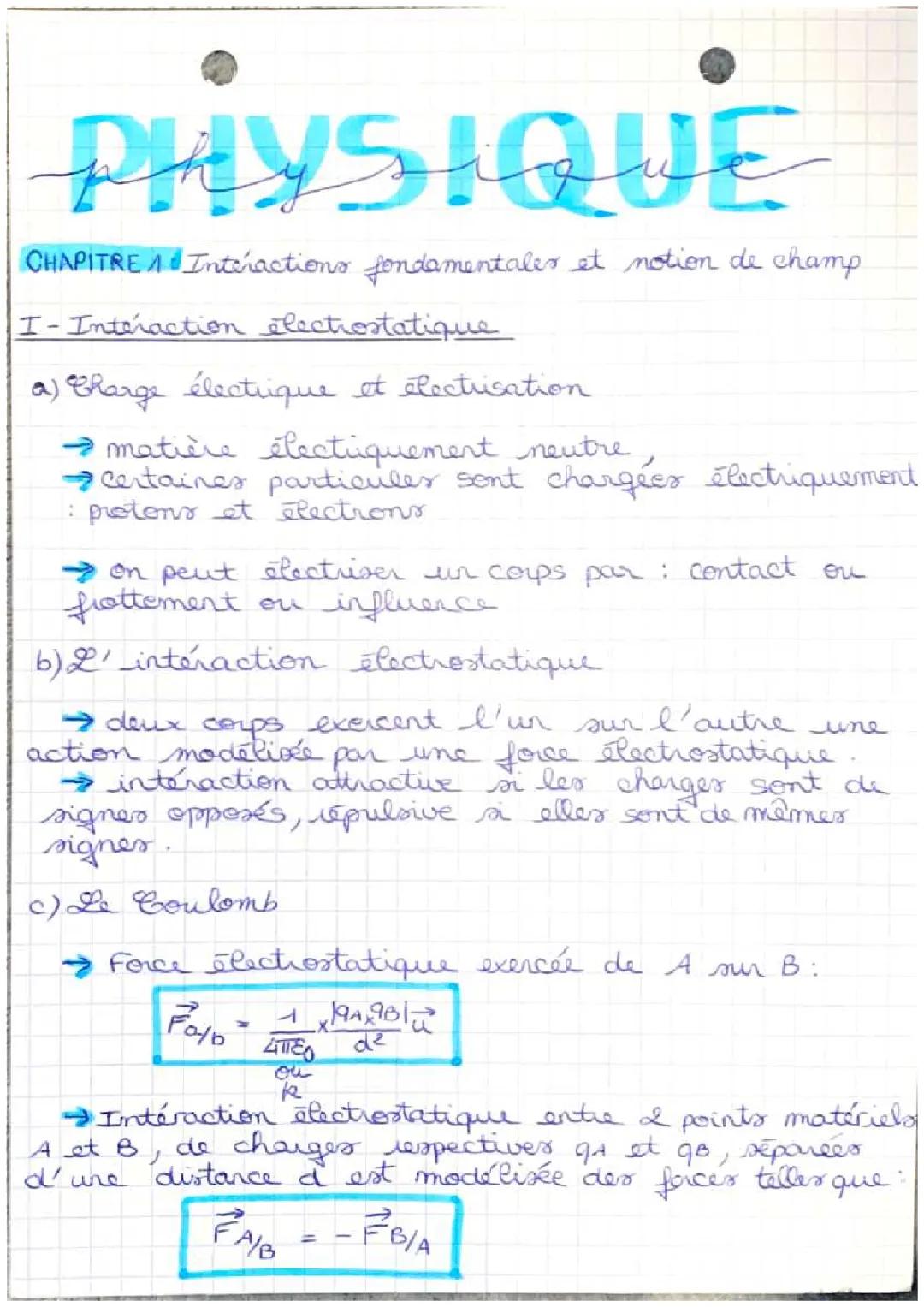 Interactions fondamentales et notion du champ