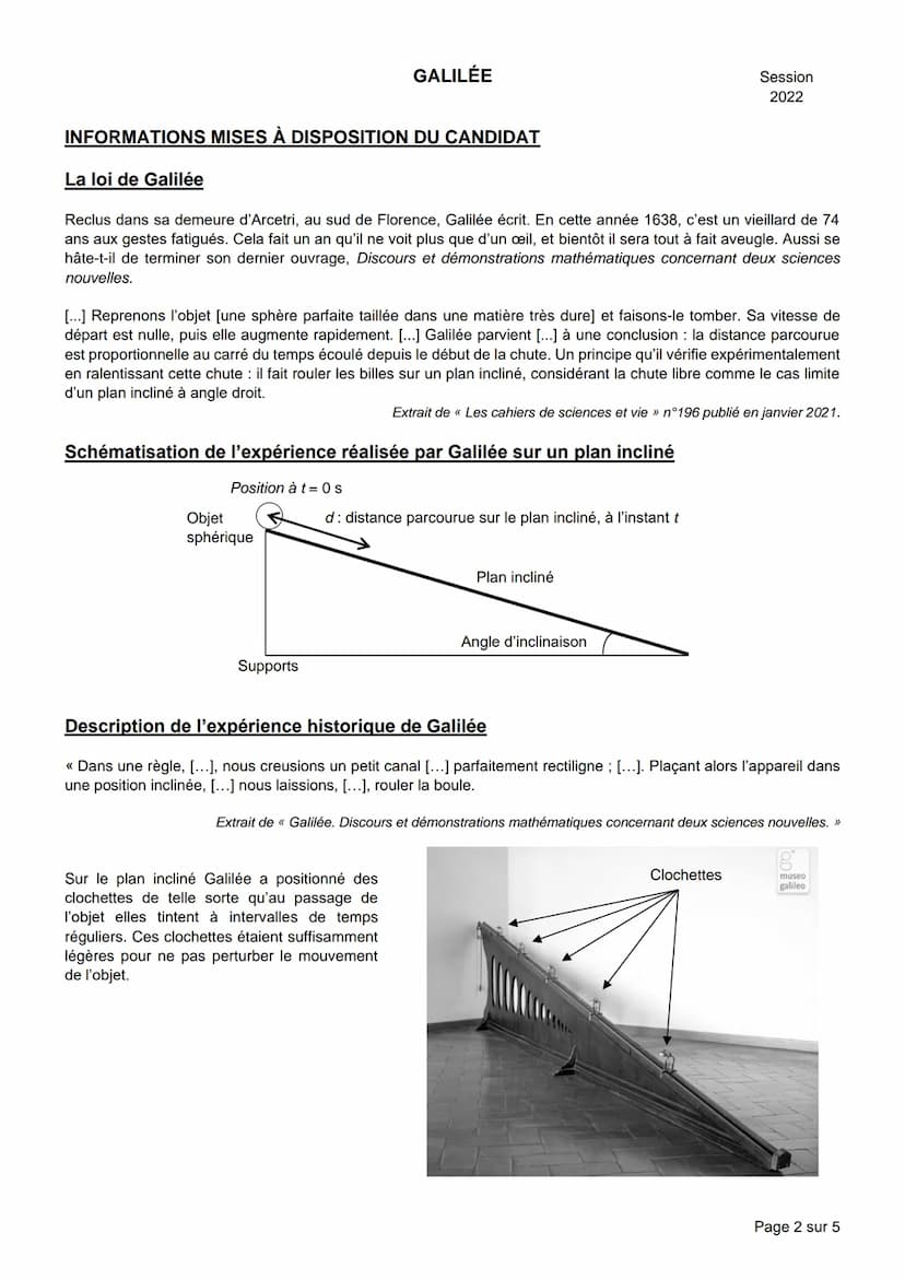NOM :
GALILÉE
BACCALAURÉAT GÉNÉRAL
Épreuve pratique de l'enseignement de spécialité physique-chimie
Évaluation des Compétences Expérimentale