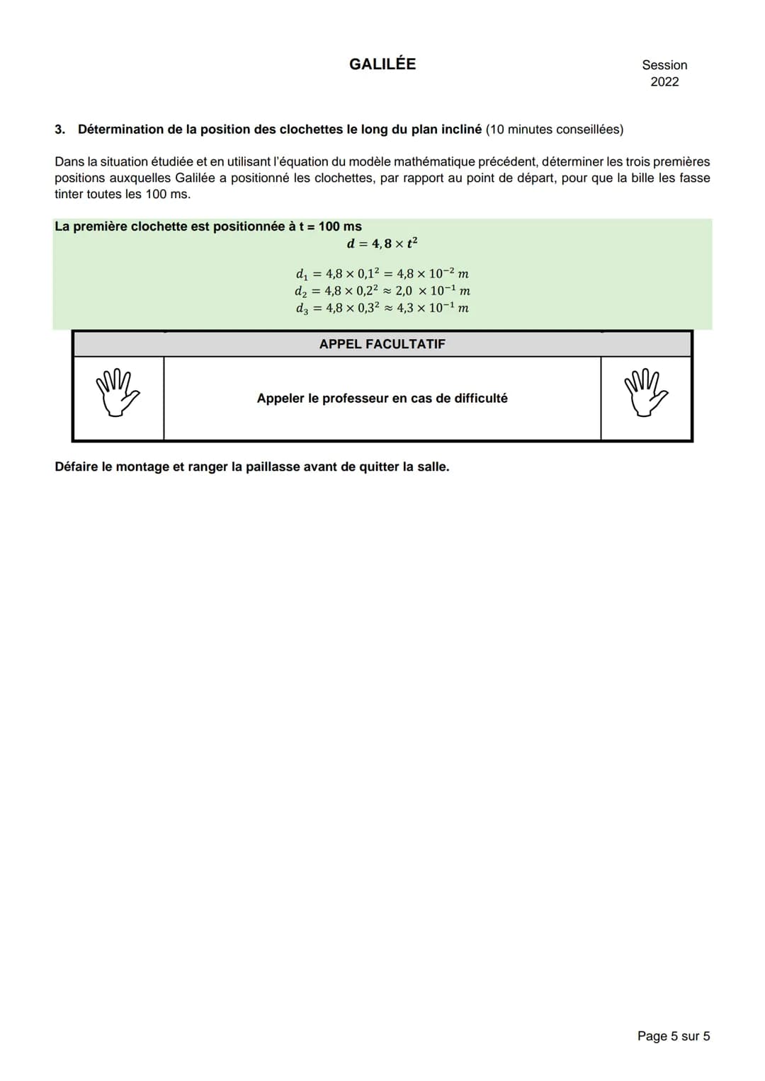 NOM :
GALILÉE
BACCALAURÉAT GÉNÉRAL
Épreuve pratique de l'enseignement de spécialité physique-chimie
Évaluation des Compétences Expérimentale