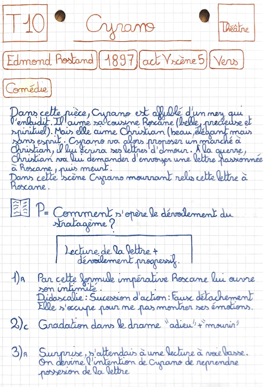 T10
Cyrano
Edmond Rostand 1897 act Vscène 5 Vers
Comédie
et
Dan. lit. Il aime sa cousine Roscane (belle, precieuse e
Dans cette pièce, Cyran
