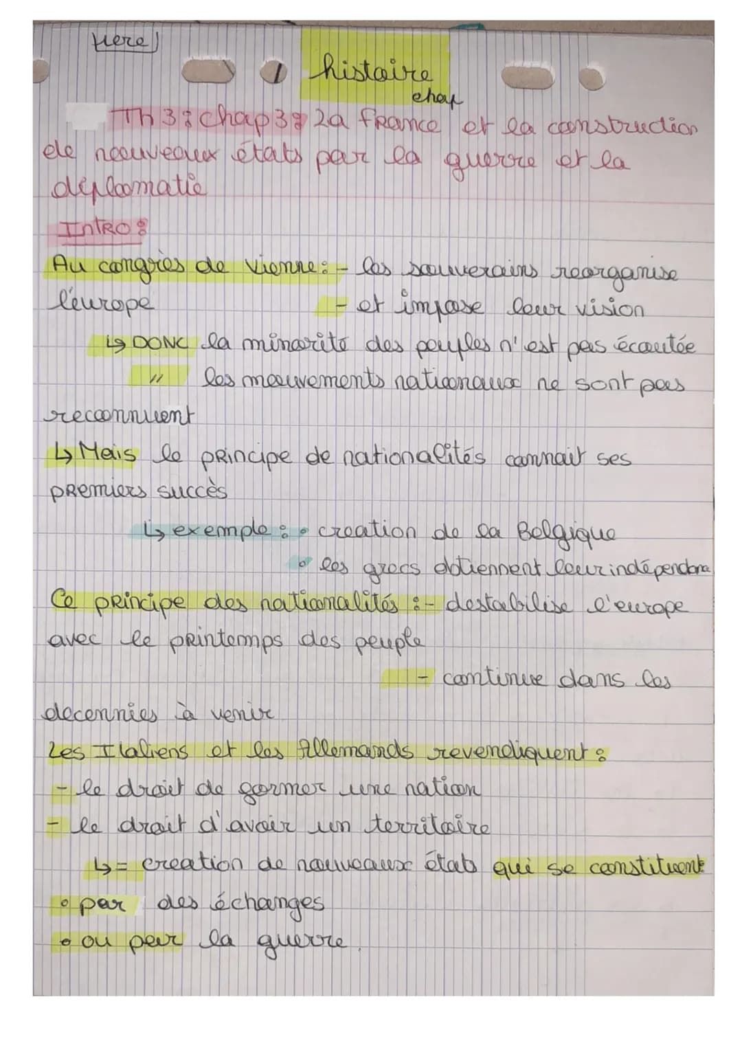 нече
histoire to
S
Th 3: Chap 38 La france et la construction de
nouveaux états par la guerre et la diplomatie
1858 rencontre à Plombière en