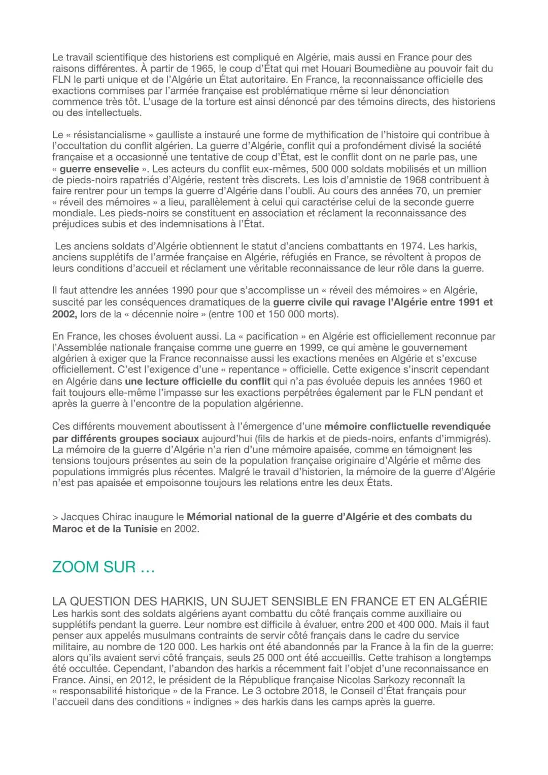 Histoire et mémoires des conflits
Deux notions différentes
Histoire : étude des faits passés avec une exigence d'objectivité.
-> But : expli