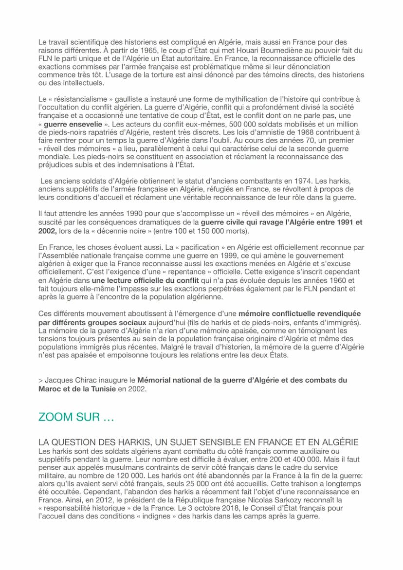 Histoire et mémoires des conflits
Deux notions différentes
Histoire : étude des faits passés avec une exigence d'objectivité.
-> But : expli