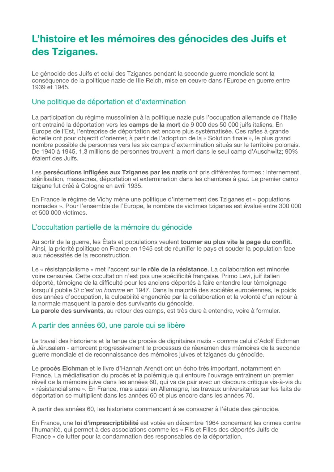 Histoire et mémoires des conflits
Deux notions différentes
Histoire : étude des faits passés avec une exigence d'objectivité.
-> But : expli