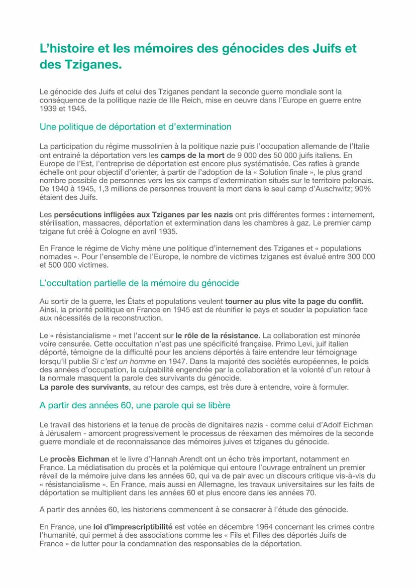 Histoire et mémoires des conflits
Deux notions différentes
Histoire : étude des faits passés avec une exigence d'objectivité.
-> But : expli