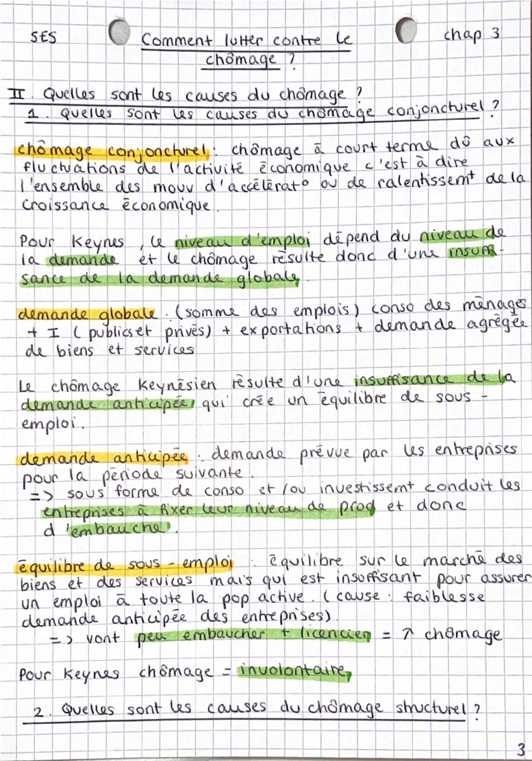 --- OCR Start ---
I
SES
Comment lutter contre le
chômage ?
chap 3
I. comment définir et mesurer le chômage?
chômage : situation d'un individ