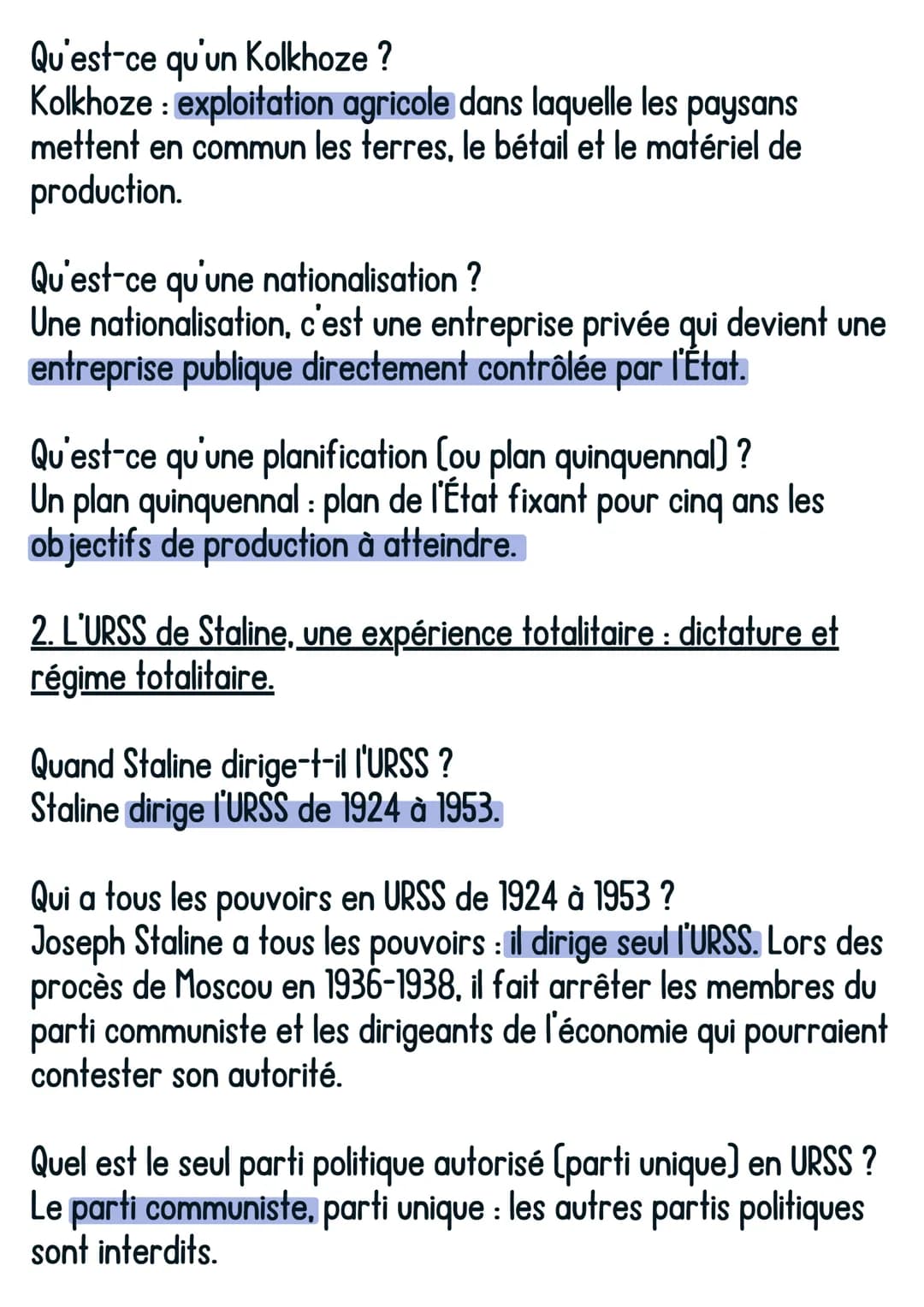 @avoirsonbrevet
Histoire
URSS communiste avec Staline
1. L'URSS, un pays communiste : étatisation de l'économie
Qu'est-ce qu'une idéologie ?