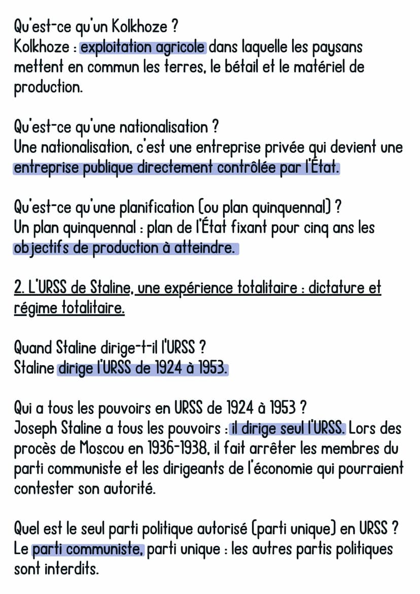 @avoirsonbrevet
Histoire
URSS communiste avec Staline
1. L'URSS, un pays communiste : étatisation de l'économie
Qu'est-ce qu'une idéologie ?