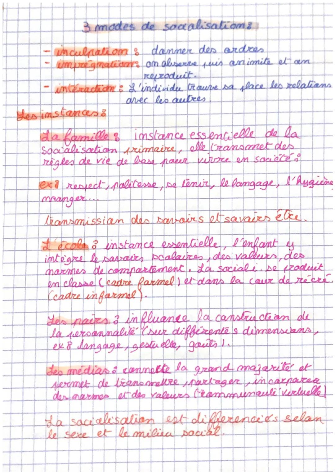 Comment dearenans -mous des acteurs seciaux ?
Defa La socialisation est un processus durant lequel
l'individu intériarise des mormes et des 