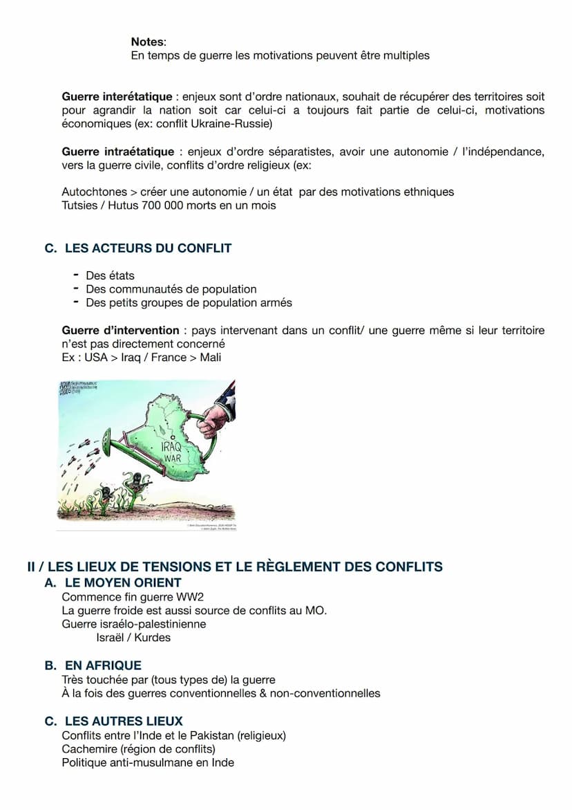 Thème II : FAIRE LA GUERRE, FAIRE LA PAIX
CHAPITRE INTRODUCTIF
INTRODUCTION
Beaucoup de confilts dans le monde aujourd'hui (Moyen Orient, As